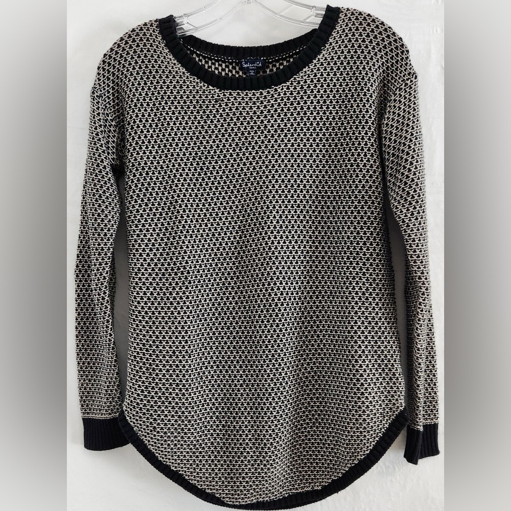 SPLENDID Crocheted Sweater Scoop Neck Long Sleeve Silk Blend Womens Size Small